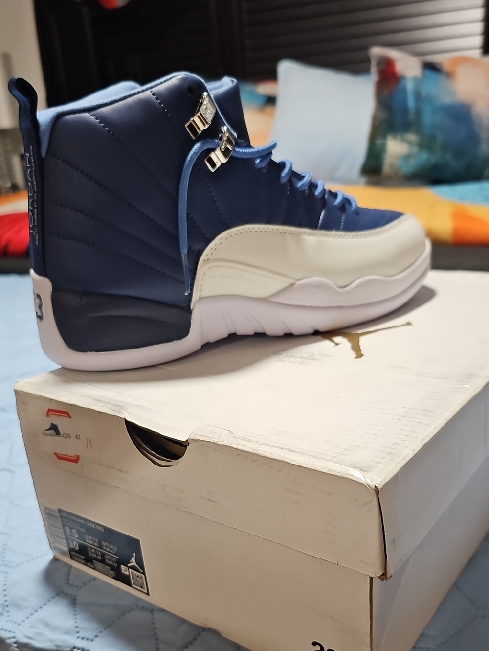 Blue and White Air Jordans 12 Retro